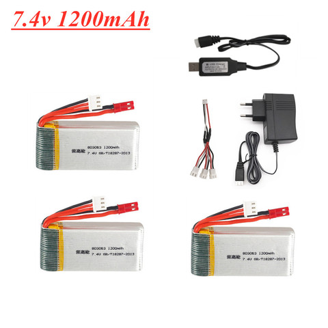 Batterie Lipo 7.4V 1200mAh 2S 803063 30C pour Drone MJX X101 X102 Yi zhang X6 H16 RC, pièces de rechange, ensemble de chargeur de batterie 7.4V ► Photo 1/6