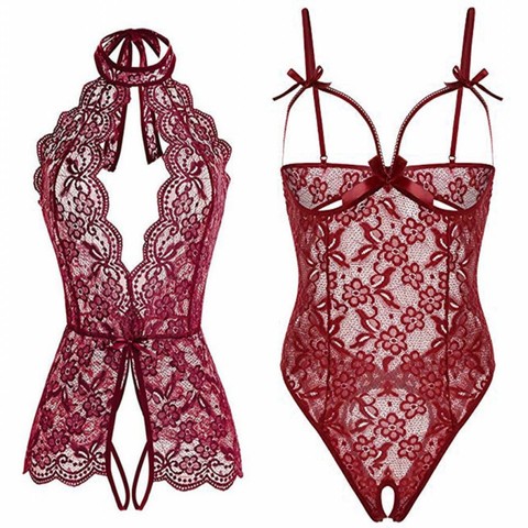 Teddy – Lingerie érotique en dentelle pour femmes, soutien-gorge ouvert, vêtements de nuit Sexy, Costumes sexuels, grande taille, Transparent ► Photo 1/6