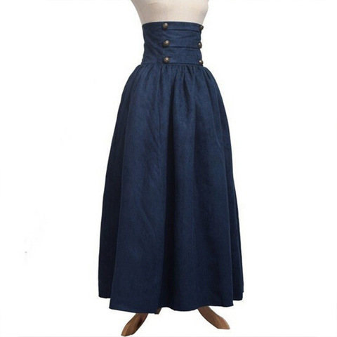 12 Woman Medieval Elegant Skirt Solid color Hight Waist Middle Ages Renaissance Costumes Vintage Swing Pleated Skirts Maid ► Photo 1/5