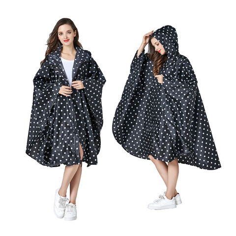 Poncho de pluie imperméable pour femmes, élégant, imprimé coloré, avec capuche et fermeture éclair ► Photo 1/6