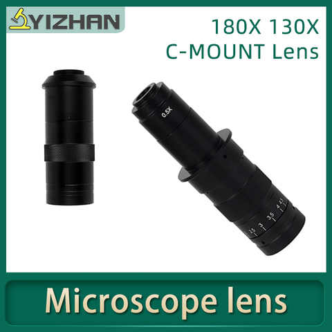 YIZHAN – Microscope vidéo industriel, objectif de caméra 180, mise au point multiple réglable 180X 130X C-MOUNT pour caméra HDMI VGA ► Photo 1/6