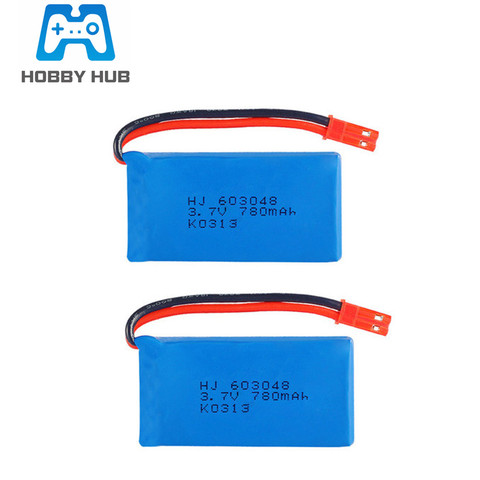 Batterie Lipo 3.7V 780mAh pour WLtoys V686 V626 V636, pour quadrirotor, li-po 3.7V 730mAH, prise JST 603048, 2 pièces/lot ► Photo 1/3