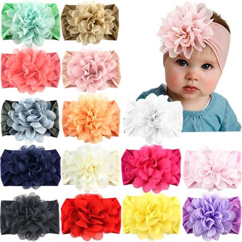 Paquet de 15 bandeaux en Nylon pour bébé bandeaux de cheveux enveloppes de cheveux gros élastiques de fleurs en mousseline de soie pour bébé filles nouveau-né infantile en bas âge enfants ► Photo 1/1