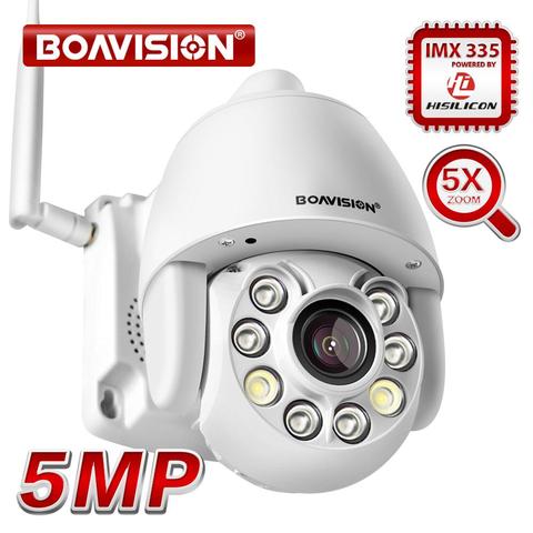 Caméra de surveillance dôme extérieure PTZ IP WIFI HD 5MP, Super HD, Zoom optique x5, sans fil, couleur, Vision nocturne (60m), Audio bidirectionnel, CamHi ► Photo 1/6