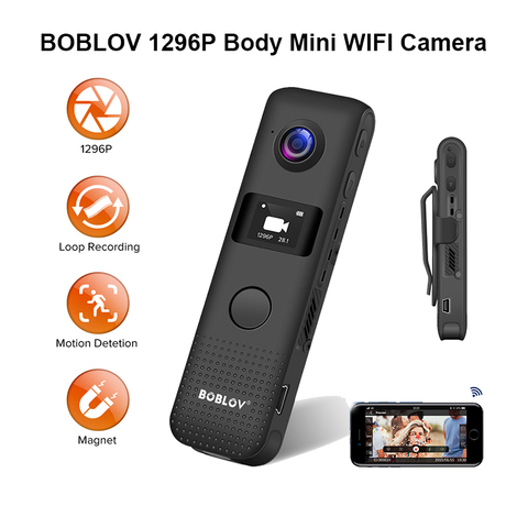 BOBLOV – Mini caméra professionnelle C18 HD 1296P, 32 go/64 go, Micro-aimant, détection de mouvement, enregistrement en boucle, DVR ► Photo 1/6