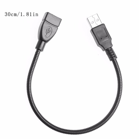 Support de câble d'alimentation à col de cygne, maille métallique Flexible USB 2.0 mâle à femelle, Transmission de données, 30CM/1ft ► Photo 1/6