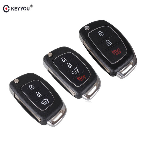 KEYYOU – coque de clé de télécommande pliable à 3/4 boutons, étui pour clé de voiture, pour Hyundai HB20 SANTA FE IX35 IX45 Accent I40 ► Photo 1/6