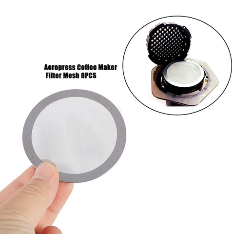 Filtre Ultra-fin, disque en acier inoxydable, en métal, 8 pièces pour aéropress cafetière, accessoires de cuisine ► Photo 1/6