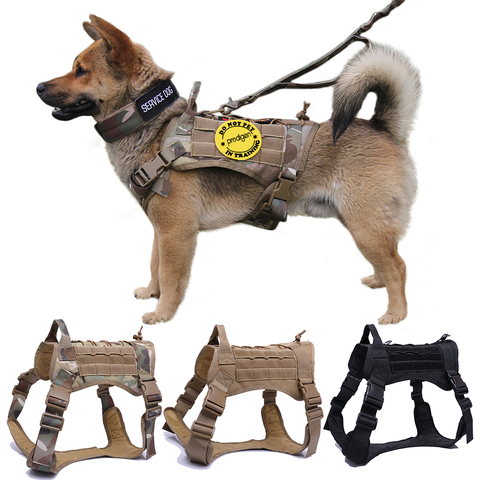 Harnais tactique militaire pour chiens | Gilet pour chien de berger allemand avec poignée, harnais pour chien à élastique en Nylon pour petits chiens et grands chiots ► Photo 1/6