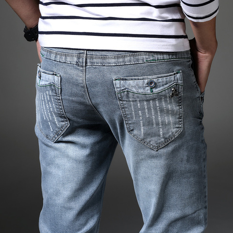 Jean en Denim extensible pour homme, pantalon Slim de grande taille, gris, nouvelle collection printemps 2022 ► Photo 1/6