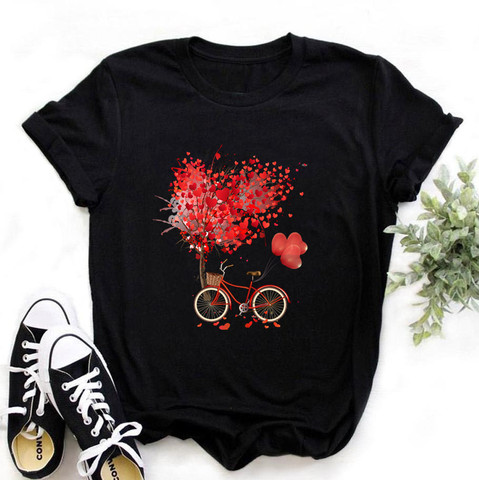 Femmes vélo Vogue noir T-shirt fille Harajuku Style coréen graphique hauts 2022 Kawaii femme T-shirt, livraison directe ► Photo 1/6