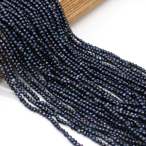 Perle d'eau douce noire naturelle 2-3mm forme de pomme de terre perles en vrac perles de pierres précieuses pour la fabrication de bijoux collier Bracelets ► Photo 1/6