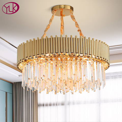 Plafonnier led en cristal doré au design moderne, luminaire décoratif d'intérieur, idéal pour un salon ou une salle à manger ► Photo 1/1