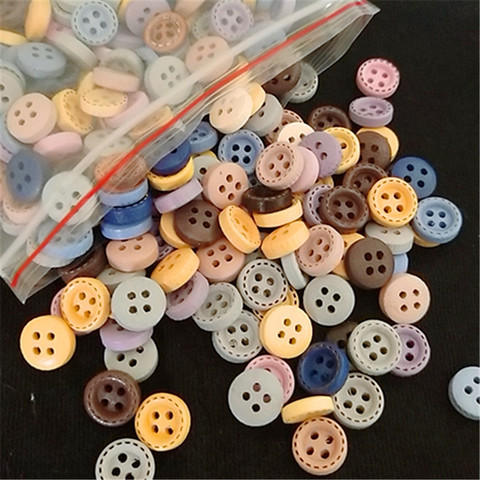 Mini boutons ronds en bois, 50 pièces/paquet, 4 trous, couleur mixte marron, boutons pour manteau, accessoires de couture pour vêtements, bouton de chemise rond ► Photo 1/3