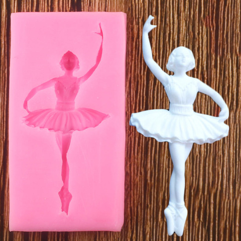 Moules en Silicone pour danseuse de Ballet, outils de décoration de gâteau Fondant d'anniversaire pour bébé, moules à bonbons, à chocolat, à gomme, de cuisine, de cuisson ► Photo 1/6