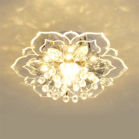 Plafonnier en cristal coloré composé de fleurs, éclairage d'intérieur, luminaire décoratif de plafond, idéal pour un salon ou un couloir ► Photo 1/5