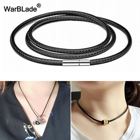 Cordon pour collier pendentif 40-80cm, cordon pour collier en cuir, corde de cire en acier inoxydable, fermoir rotatif, chaîne à mousqueton pour bijoux à bricoler soi-même ► Photo 1/6