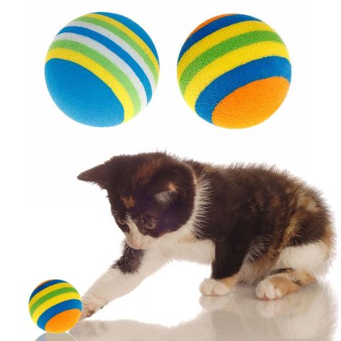 Boule arc-en-ciel 10 pièces/ensemble | Jouets pour animaux de compagnie, EVA doux, chat, chien, chiot, chaton, jeu amusant, coloré, boules à mâcher, produits pour animaux ► Photo 1/5