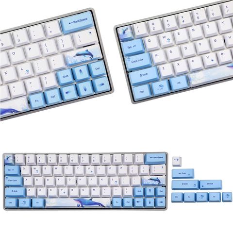 Capuchons de touches de clavier mécanique à Sublimation colorée baleine, capuchons de touches mignons, profil PBT OEM, pour clavier GH60 GK61 GK64 ► Photo 1/6