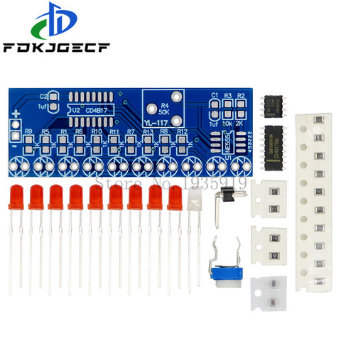 NE555 CD4017 en cours d'exécution LED flux lumière électronique Production Suite carte de commande Module condensateur oscillateur horloge Siganal Kit de bricolage ► Photo 1/1