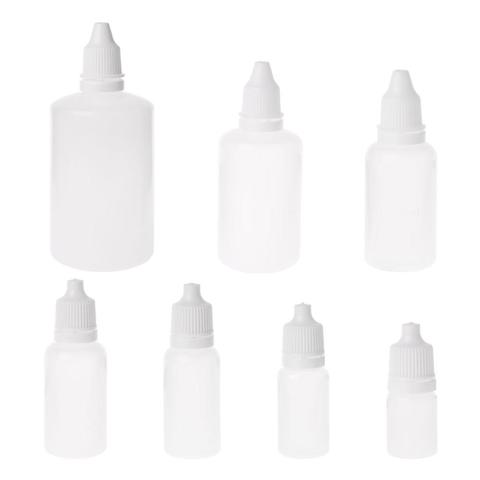 Flacons compte-gouttes vide en plastique, distributeur rechargeable pour liquide pour les yeux, bouteille compte-gouttes blanc 5-100ml ► Photo 1/6