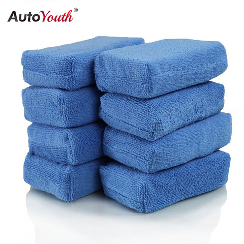 AUTOYOUTH-éponges applicateur Microfibre de qualité supérieure, tissus de polissage, bleu (paquet de 8) 12*8*4cm, soins de voiture ► Photo 1/4