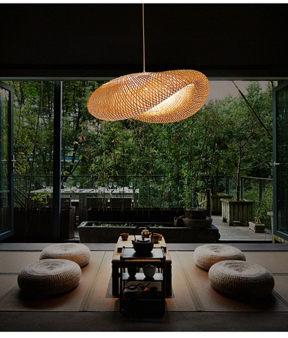 Lampe suspendue en bambou au design asiatique, design moderne, idéal pour un salon, une cuisine ou un Restaurant ► Photo 1/6