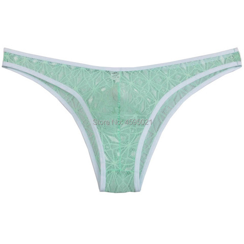 Hommes Jacquard bordé slips rhombique dentelle Mini slips poche doux Bikini hommes Sissy sous-vêtements ► Photo 1/6