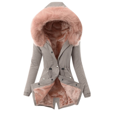 Manteau à capuche avec doublure en fourrure pour femme, veste longue, chaude et épaisse, nouvelle collection hiver 2022 ► Photo 1/6
