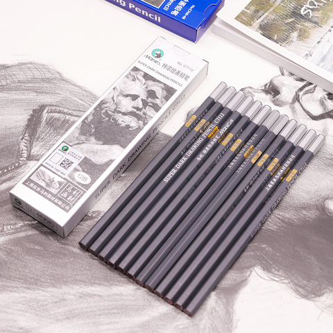 Crayon à dessin au charbon de bois, 3 pièces, matière douce, Super douce, neutre, en bois dur ou en papier ► Photo 1/4