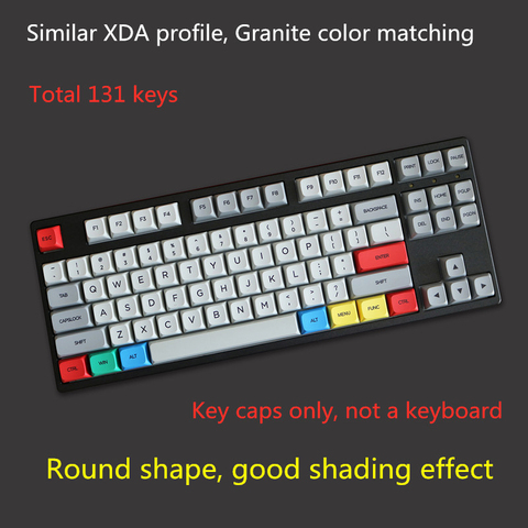 131 clés/ensemble granit PBT colorant sous-lit clés casquettes pour MX commutateur mécanique clavier XDA profil rétro gris blanc Keycap 1.5mm ► Photo 1/5