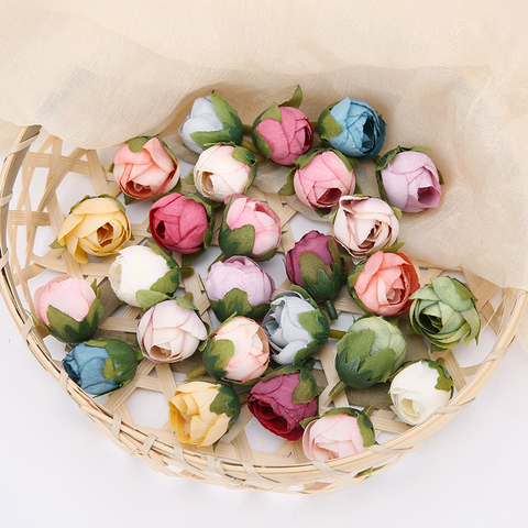 Roses de thé artificielles en soie, 10/50 pièces, Bouquet de petits bourgeons, fausses fleurs rétro pour mariage, maison, décoration de fête, DIY ► Photo 1/6