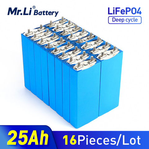Mr.Li – 16 batteries LiFePO4, 3.2V, 25ah, 25000mAh, Lithium, fer, phosphate, cycles profonds pour le bricolage, système d'énergie éolienne, 12V, 24V, 36V, 48V ► Photo 1/1