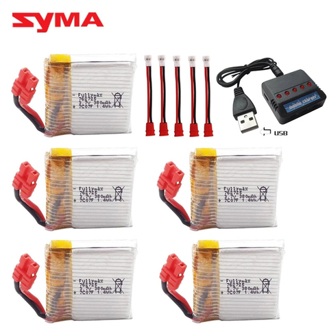 3.7 V 380mAh batterie pour SYMA X21 X21W x26 X26A batterie télécommande drone pièces avec X21 X21W chargeur ensembles ► Photo 1/6