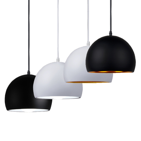 Lampes suspendues boule Simple, 20cm 25cm, noir et blanc, E27, luminaire pour Restaurant ► Photo 1/6