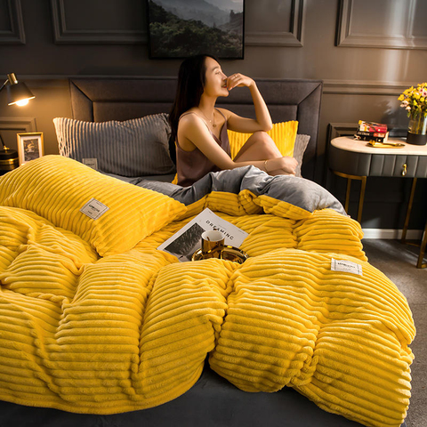 Housse De Couette doux chaud velours Housse De Couette épaisseur hiver couverture Housse De Couette flanelle Housse De Couette King Queen Size ► Photo 1/6