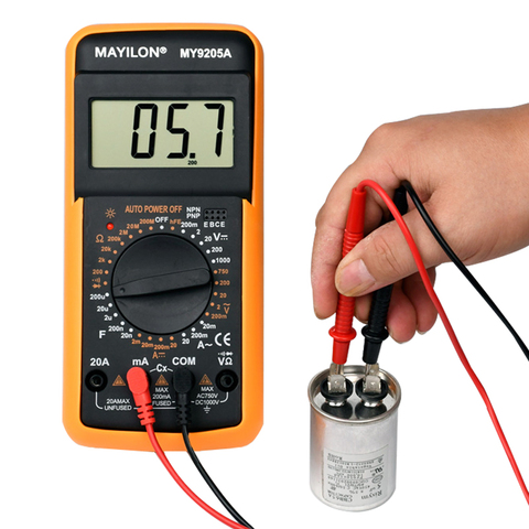 Multimètre numérique AC/DC Ampèremètre Volt Ohm Testeur Multimetro Avec Étui De Protection HFE Buzzer Diodes MY9205A ► Photo 1/6