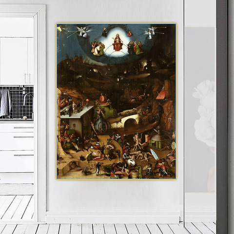 Toile d'art avec le dernier jugement, Citon Hieronymus Bosch, peinture à l'huile, affiche d'arrière-plan, décoration murale ► Photo 1/5