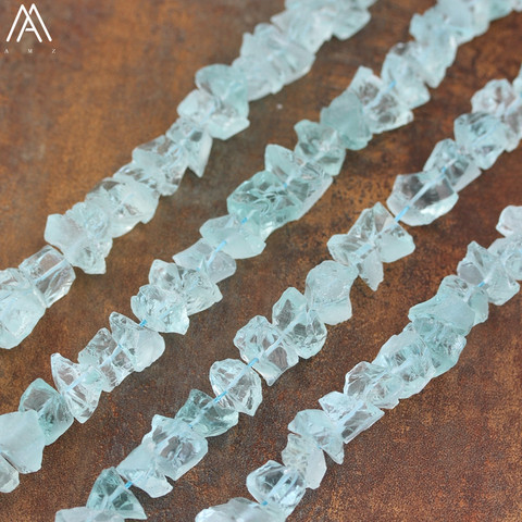 Brin de perles en cristal de Quartz naturel, couleur bleu de mer, pour fabrication de collier, pépite de forme libre, DIY, SF-64AMBE ► Photo 1/5