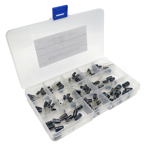 Kit d'assortiment de condensateurs électrolytiques en aluminium, 12 valeurs 1uF-120 uF, 16V-50V, 470 pièces/lot ► Photo 1/2