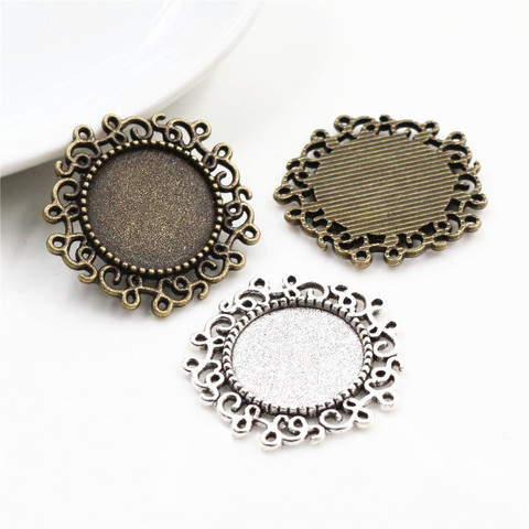 10 pièces 14mm taille intérieure Antique Bronze et argent plaqué Style Baroque Cabochon Base camée réglage pendentif à breloques ► Photo 1/3