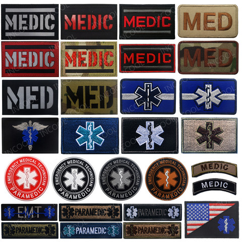 Écusson de broderie en caoutchouc réfléchissant avec patchs militaires tactiques et médicaux, emblème médical médical EMT, Badges de broderie en caoutchouc ► Photo 1/6