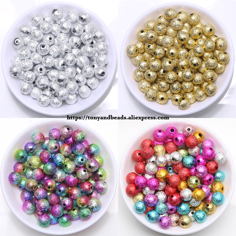 Mélange de poussière d'étoile, perles rondes en acrylique, breloques, pour la fabrication de bijoux, taille au choix 4, 6, 8, 10, 12 MM, AC1 ► Photo 1/2