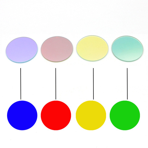 2 filtres pour lentille de verre revêtu, 41.8mm x 2mm, blanc, vert, jaune, rouge, bleu, pour Q5 L2 T6 XPL LED C8 C10 C12 lampe de poche ► Photo 1/4