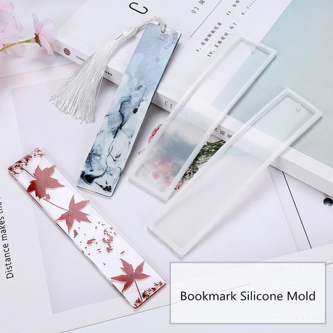 Rectangle plateau Silicone moule signet résine époxy moules Art signets pour livres bricolage artisanat Transparent décoration moule ► Photo 1/6