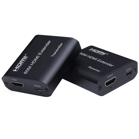 1 paire HDMI-compatible à RJ45 Extension émetteur récepteur adaptateur 4K HD 60M Extender sur Ethernet CAT 5E/6 pour PS4 HDTV PC ► Photo 1/6