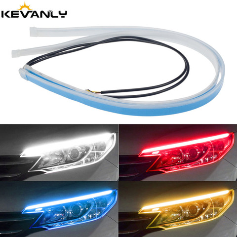 Bande lumineuse Led DRL pour voiture, 2 pièces, feu de jour, clignotant, accessoires, feux de stop, feux latéraux ► Photo 1/6