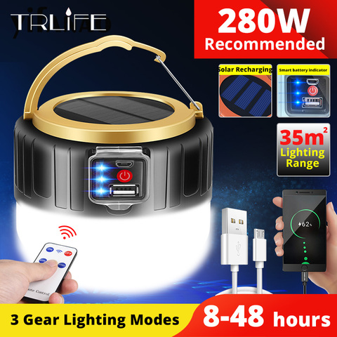 280W solaire LED Camping lumière tente lampe USB Rechargeable ampoule Portable lanternes accrocher lampe de poche pour réparation d'urgence Light190W ► Photo 1/6