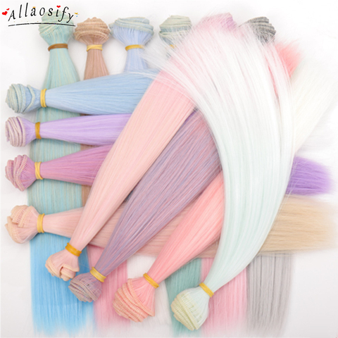 Allaosify 1 pièces 15cm * 100CM et 25cm * 100cm poupée BJD cheveux bricolage fibres synthétiques droite bricolage perruque pour poupées ► Photo 1/6