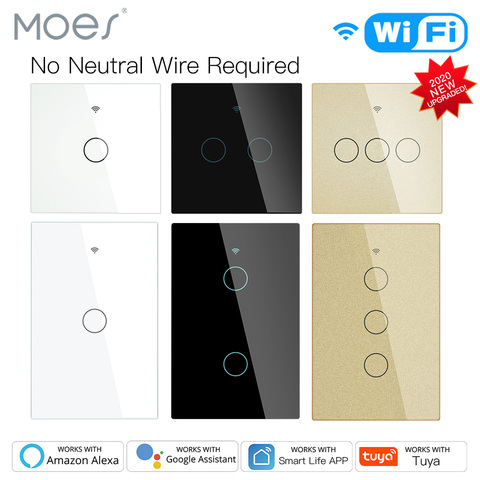 Interrupteur d'éclairage intelligent WiFi RF433, 110/220V, sans fil neutre, contrôle par application Tuya, fonctionne avec Alexa et Google Home, nouveau ► Photo 1/6